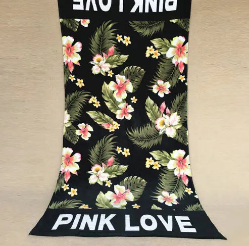Serviette Plage Multi-Usage COTONA Black flower-145×70cm