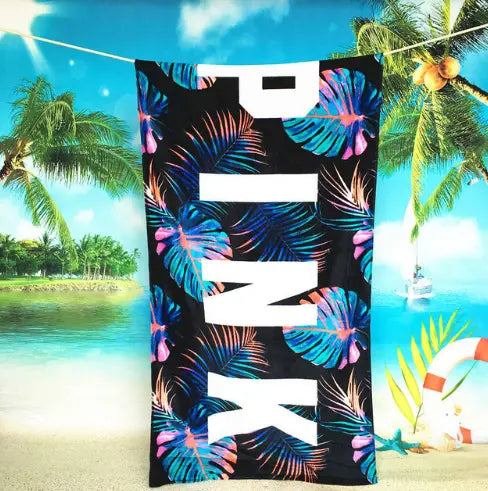 Serviette Plage Multi-Usage COTONA Black bottom leaf-145×70cm