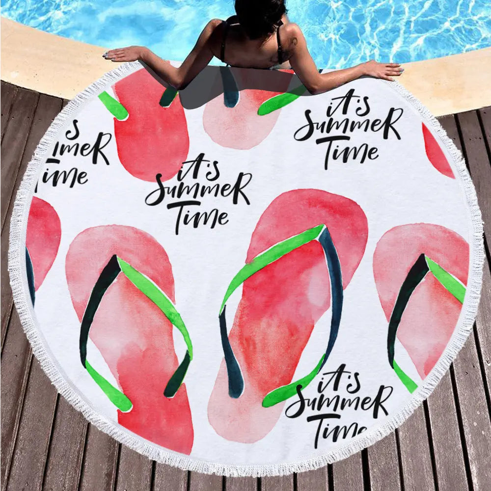 Serviette de Plage Imprimée GAIA 9 style tassel-150x150cm