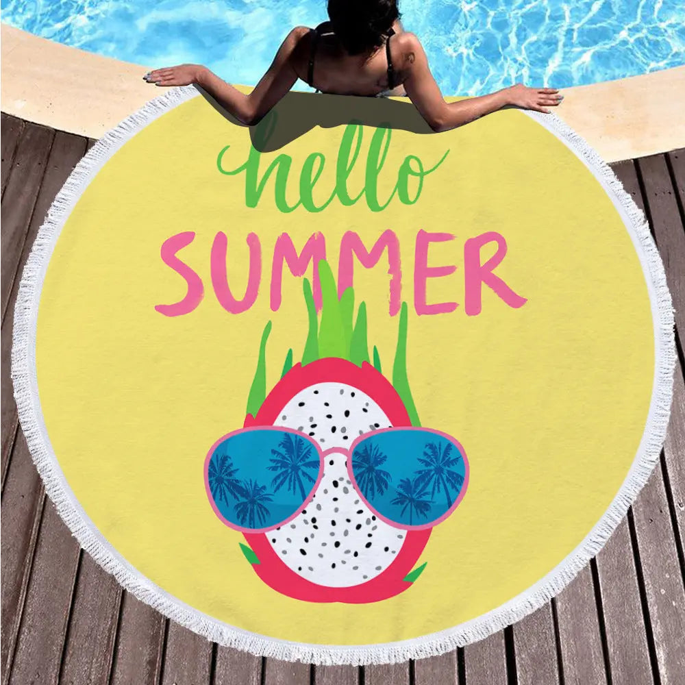 Serviette de Plage Imprimée GAIA 8 style tassel-150x150cm
