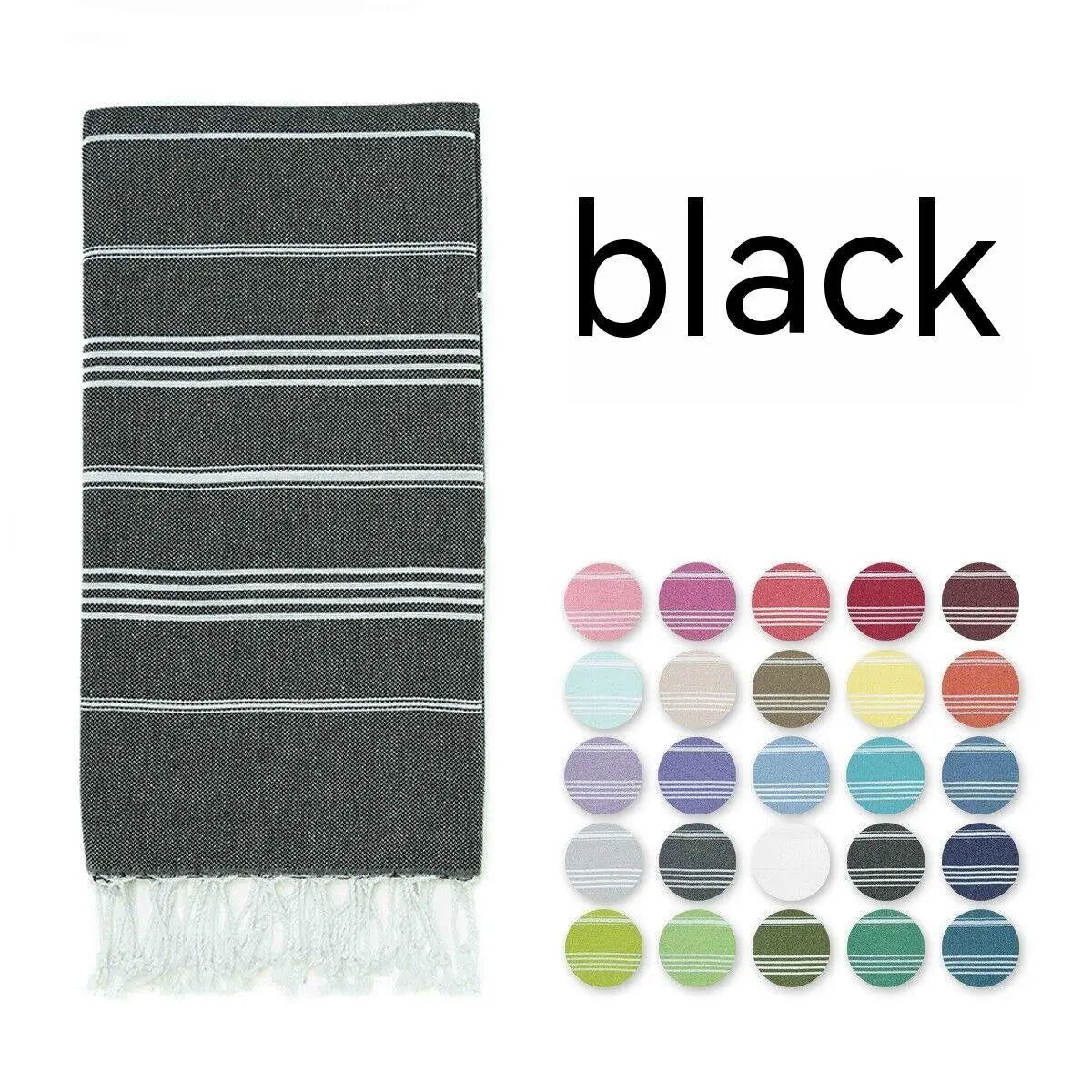 Serviette de Plage Luxe SABIT Turkish Stripe Black-90x180