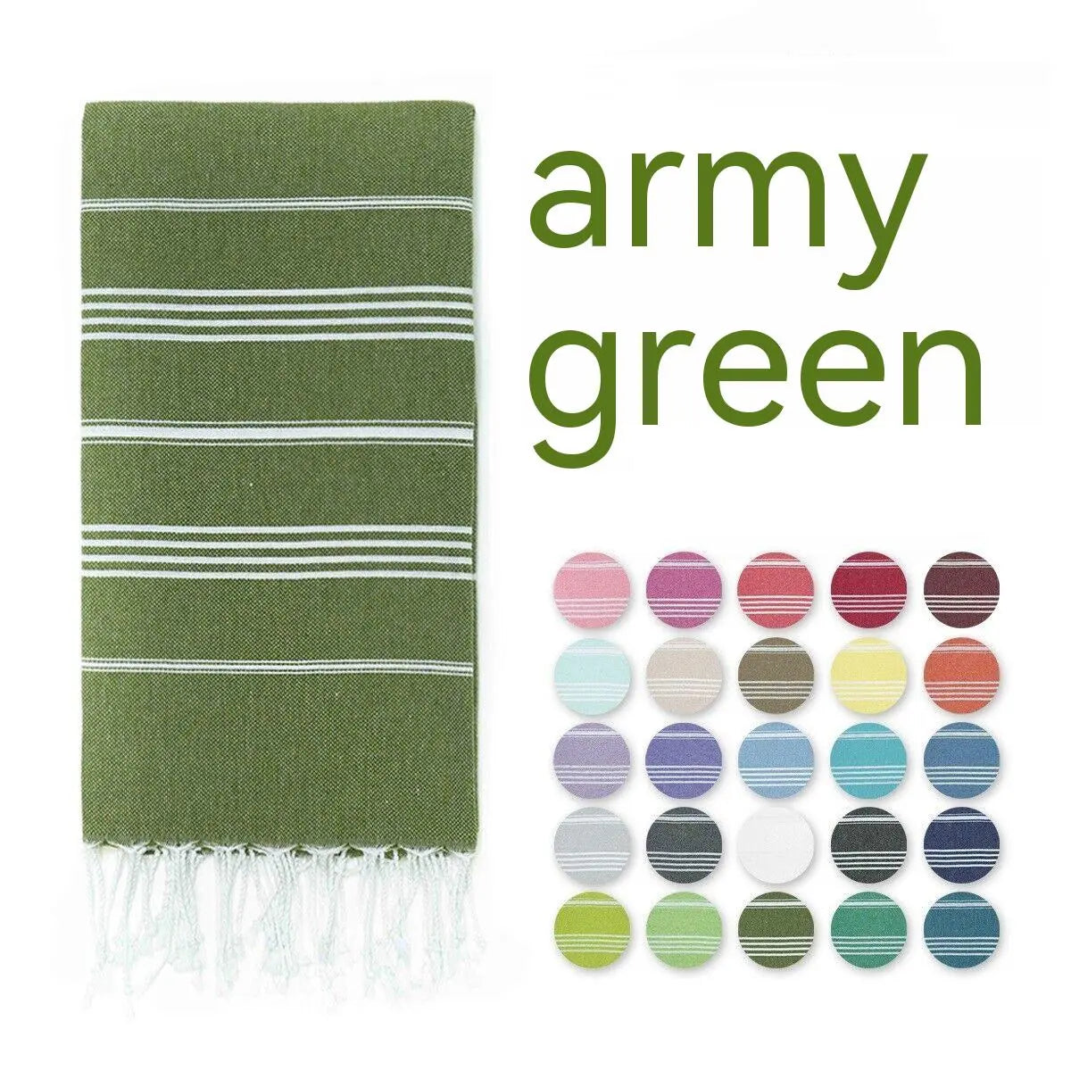 Serviette de Plage Luxe SABIT Turkish Stripes Army Green-70x140