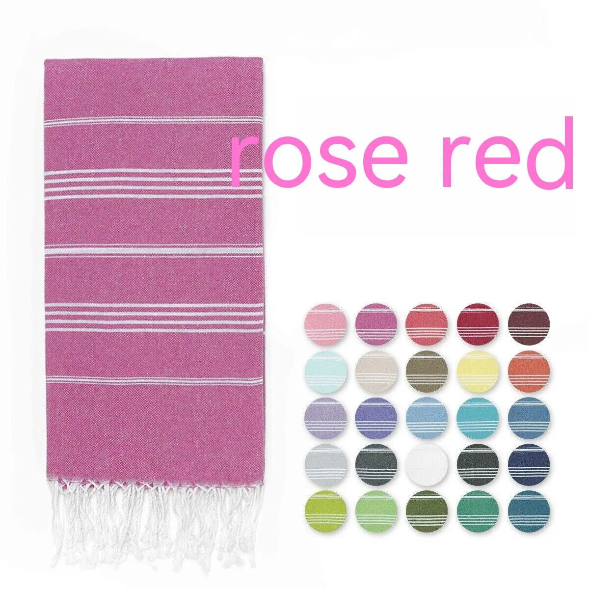 Serviette de Plage Luxe SABIT Turkish Stripe Rose Red-70x140