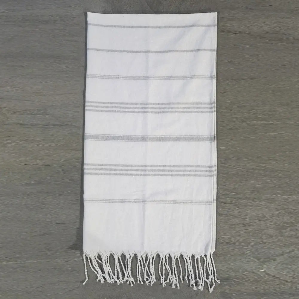 Serviette de Plage Luxe SABIT Turkish Stripe White Gray-90x180