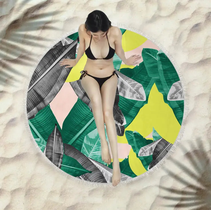 Serviette de Plage Ronde Soleil N-150X150cm